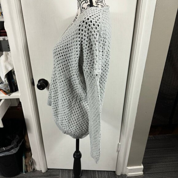 Theory gray chunky knit v-neck sweater fall winter casual. - Picture 4 of 8